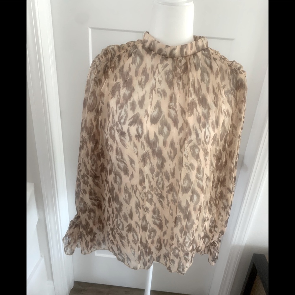 NWT cheetah blouse long sleeve